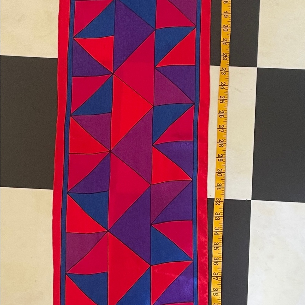 Geometric Red and Blue Scarf